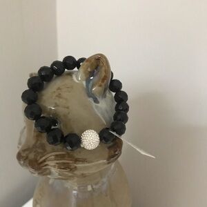 Macy’s Faceted Onyx and Crystal Bracelet. New with tags.
